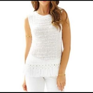 Lilly Pulitzer Sleeveless Crochet Top with Fringe